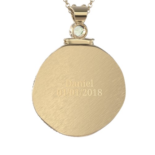 Engravable Capricorn Zodiac Medallion With Accent – 18K Gold Plated Silver with Peridot