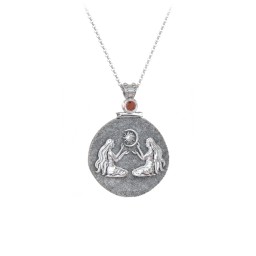 Engravable Gemini Zodiac Medallion With Accent