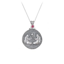 Engravable Gemini Zodiac Medallion With Accent