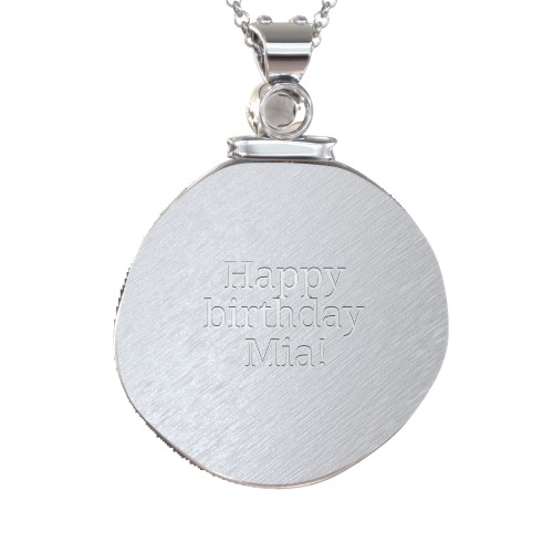 Engravable Gemini Zodiac Medallion With Accent – Sterling Silver with Smokey Quartz