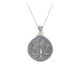 Engravable Libra Zodiac Medallion With Accent
