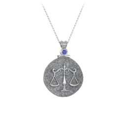 Engravable Libra Zodiac Medallion With Accent