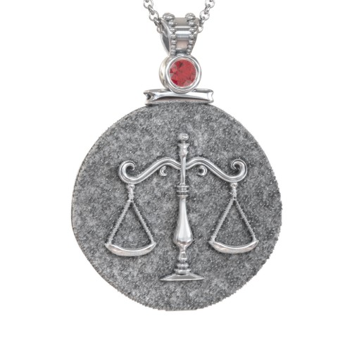 Engravable Libra Zodiac Medallion With Accent