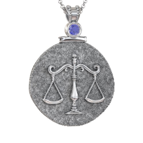 Engravable Libra Zodiac Medallion With Accent