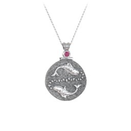 Engravable Pisces Zodiac Medallion With Accent