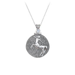 Engravable Sagittarius Zodiac Medallion Necklace