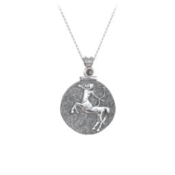 Engravable Sagittarius Zodiac Medallion Necklace