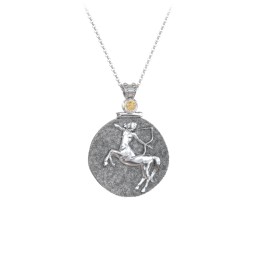Engravable Sagittarius Zodiac Medallion Necklace