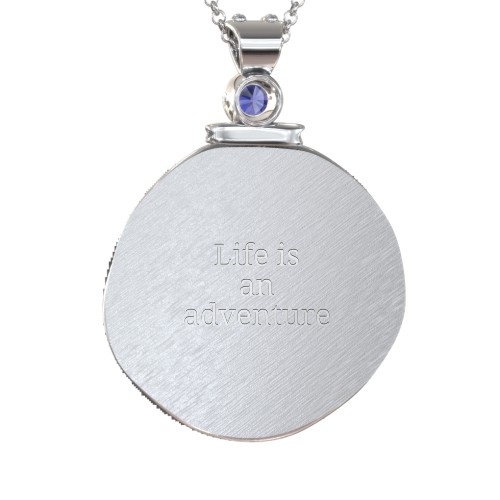 Engravable Sagittarius Zodiac Medallion Necklace – Sterling Silver with Blue Sapphire