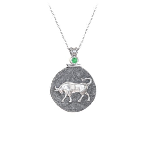 Engravable Taurus Zodiac Medallion With Accent