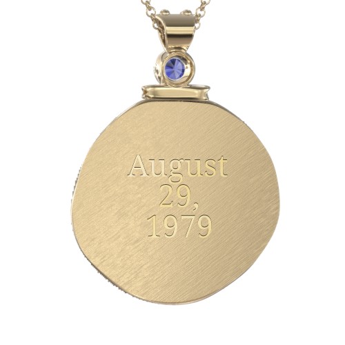 Engravable Virgo Zodiac Medallion With Accent – 18K Gold Plated Silver with Blue Sapphire