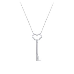 Initial Heart Key Necklace - L in 925 Sterling Silver