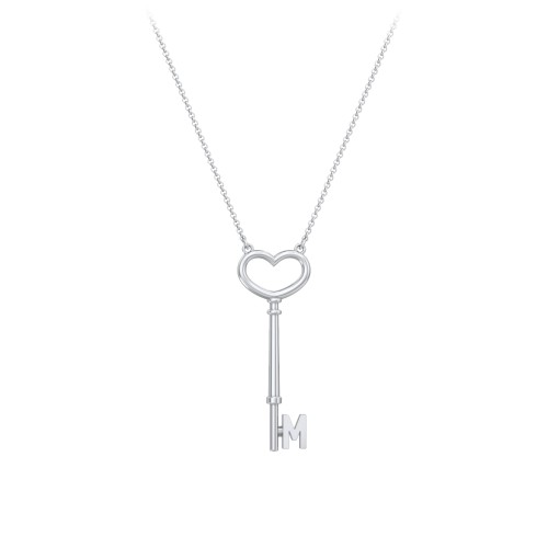 Initial Heart Key Necklace - M – Sterling Silver