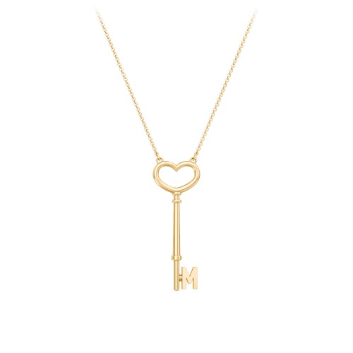 Initial Heart Key Necklace - M – 10K Yellow Gold