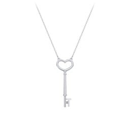Initial Heart Key Necklace - T