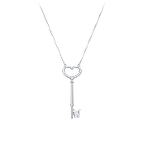 Initial Heart Key Necklace - W