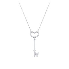 Initial Heart Key Necklace - W – Sterling Silver