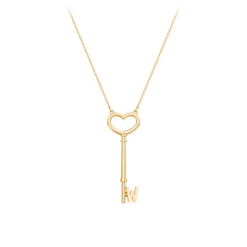 Initial Heart Key Necklace - W – 10K Yellow Gold