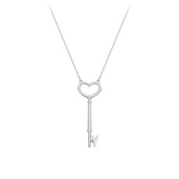 Initial Heart Key Necklace - Y in 925 Sterling Silver
