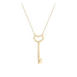 Initial Heart Key Necklace - Z in 10K Solid Yellow Gold