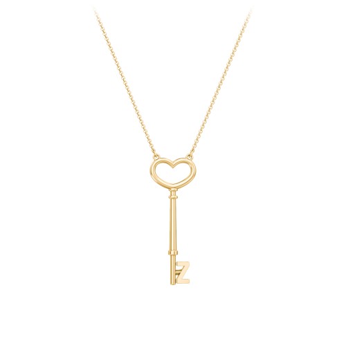 Initial Heart Key Necklace - Z – 10K Yellow Gold