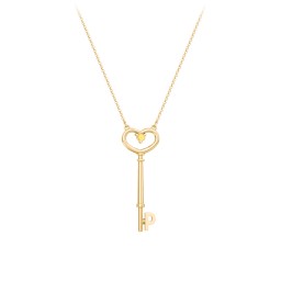 Initial Heart Key Necklace with Gemstone - P in 18K Gold Plated Silver with Citrine