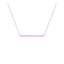 Gemstone Bar Pendant Necklace in 925 Sterling Silver with Amethyst