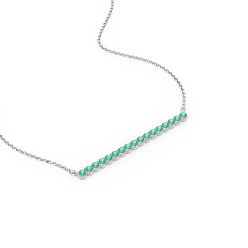 Gemstone Bar Pendant Necklace – Sterling Silver with Emerald