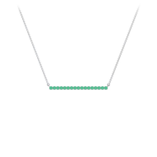 Gemstone Bar Pendant Necklace – Sterling Silver with Emerald