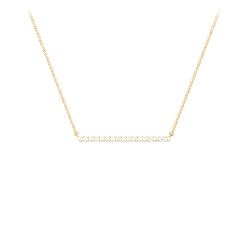 Gemstone Bar Pendant Necklace – 10K Yellow Gold with Cubic Zirconia