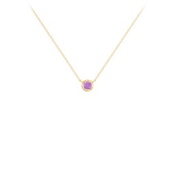 Bezel Set 3mm Gemstone Pendant in 18K Gold Plated Silver with Amethyst