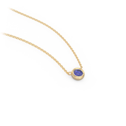 Bezel Set 3mm Gemstone Pendant – 10K Yellow Gold with Blue Sapphire