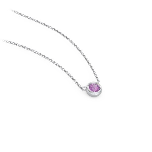 Bezel Set 3mm Gemstone Pendant – Sterling Silver with Amethyst