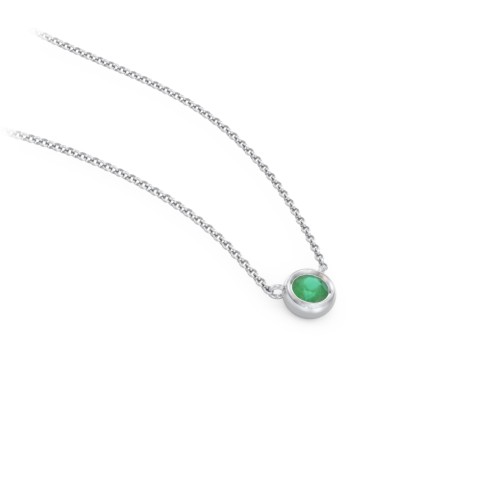 Bezel Set 3mm Gemstone Pendant – Sterling Silver with Emerald