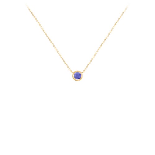 Bezel Set 3mm Gemstone Pendant – 10K Yellow Gold with Blue Sapphire