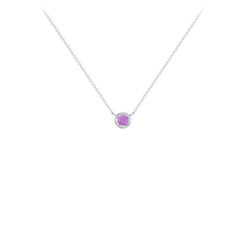 Bezel Set 3mm Gemstone Pendant – Sterling Silver with Amethyst