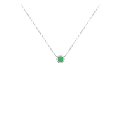 Bezel Set 3mm Gemstone Pendant – Sterling Silver with Emerald