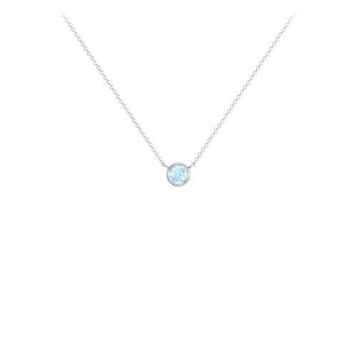 Bezel Set 3mm Gemstone Pendant – Sterling Silver with Blue Topaz