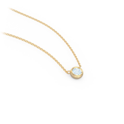 Bezel Set 3mm Gemstone Pendant – 18K Gold Plated Silver with Aquamarine