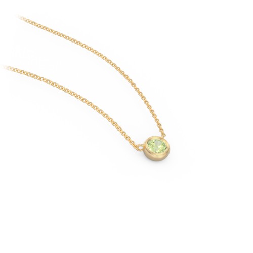 Bezel Set 3mm Gemstone Pendant – 18K Gold Plated Silver with Peridot