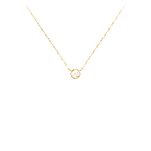 Bezel Set 3mm Gemstone Pendant – 18K Gold Plated Silver with Diamond