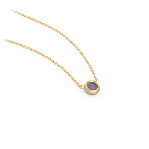 Bezel Set 3mm Gemstone Pendant – 10K Yellow Gold with Alexandrite