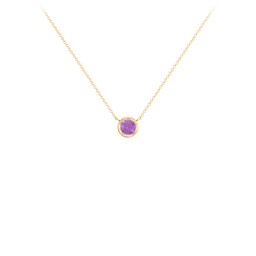 Bezel Set 4mm Gemstone Pendant in 10K Solid Yellow Gold with Amethyst