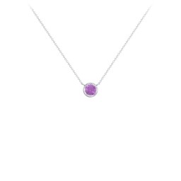 Bezel Set 4mm Gemstone Pendant in 925 Sterling Silver with Amethyst