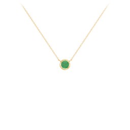 Bezel Set 4mm Gemstone Pendant in 10K Solid Yellow Gold with Emerald