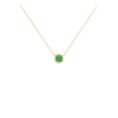 Bezel Set 4mm Gemstone Pendant – 10K Yellow Gold with Emerald