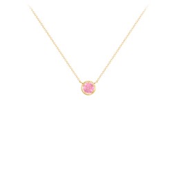 Bezel Set 4mm Gemstone Pendant in 18K Gold Plated Silver with Pink Tourmaline