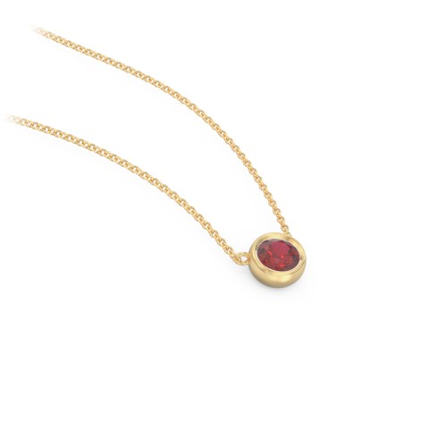 Bezel Set 4mm Gemstone Pendant – 18K Gold Plated Silver with Garnet