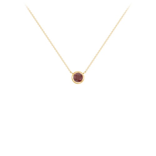 Bezel Set 4mm Gemstone Pendant – 18K Gold Plated Silver with Garnet