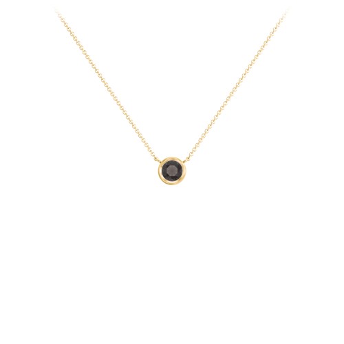Bezel Set 4mm Gemstone Pendant – 18K Gold Plated Silver with Smokey Quartz